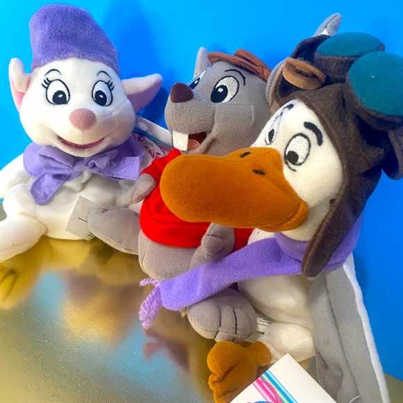 DISNEY STORE NWT VINTAGE 1990s THE RESCUERS BEAN BAG PLUSH COMPLETE SET OF 3 - Picture 2 of 16